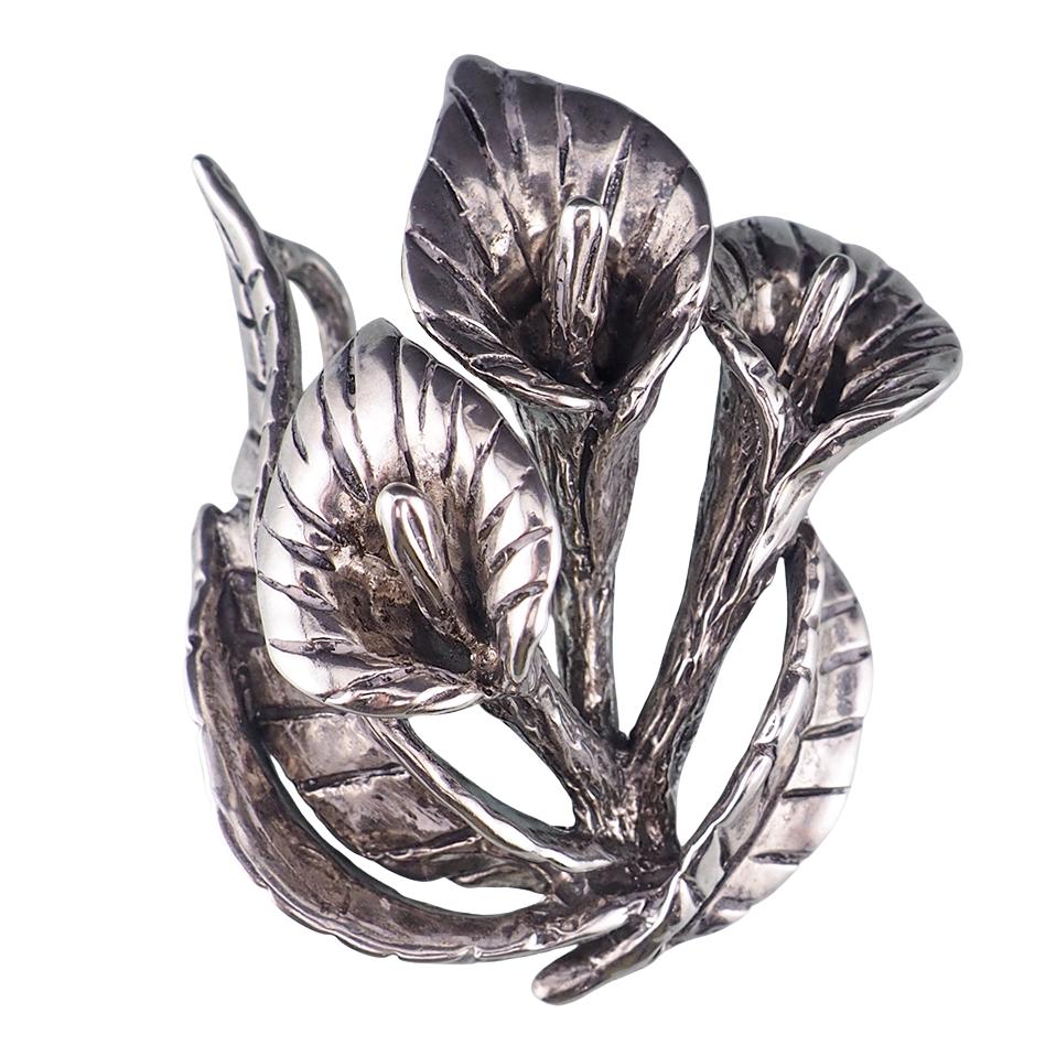 Sterling Silver Calla Lily Pendant, Large Floral Pendant, Sculptural Flower Pendant, Flower Lover Gift, Lily Flower Jewelry, 925 Pendant