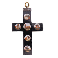 Antique Victorian Grand Tour Micro Mosaic Cross Pendant, Italian Roman Ruins Souvenir Jewelry, Micromosaic Cross, Antique Cross Pendant