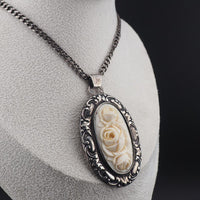Jugendstil Necklace, Art Nouveau Necklace, Antique Silver Necklace, Martin Mayer Necklace, Rose Pendant Necklace, German Silver Necklace