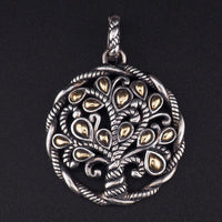 JAI By John Hardy Bodhi Tree Pendant, Sterling Silver Pendant, Tree Of Life Pendant, Gold Accent Pendant, Spiritual Jewelry, 925 Silver