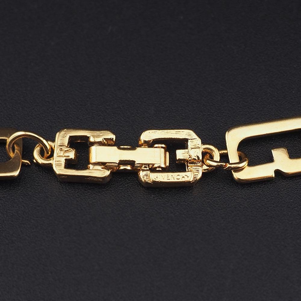 Givenchy G Link Necklace, Vintage Givenchy Necklace, Gold Plated Givenchy Chain, Signed Necklace, Designer Chain Necklace, Classic Chain
