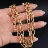 D'Orlan Textured Gold Plated Rope Link Chain Necklace, Cable Chain Necklace, D'Orlan Necklace, Gold Plated Necklace, Long Chain, 30" Chain