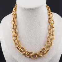 D'Orlan Textured Gold Plated Rope Link Chain Necklace, Cable Chain Necklace, D'Orlan Necklace, Gold Plated Necklace, Long Chain, 30" Chain