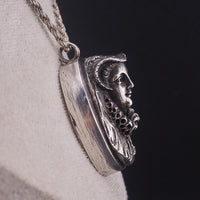 Henryk Winograd Mary Queen of Scots Sterling Silver Oval Portrait Pendant, 999 Silver, High Relief Repoussé, Silver Pendant, PENDANT ONLY