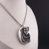 Henryk Winograd Mary Queen of Scots Sterling Silver Oval Portrait Pendant, 999 Silver, High Relief Repoussé, Silver Pendant, PENDANT ONLY