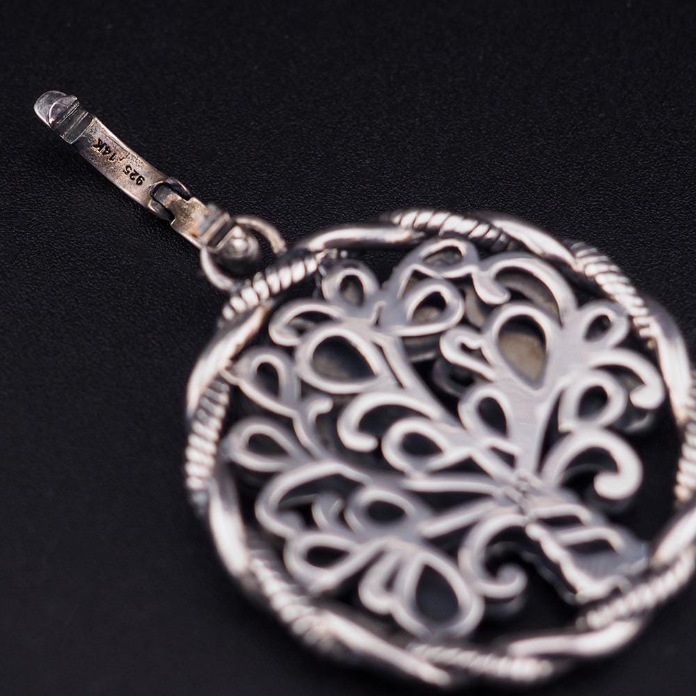 JAI By John Hardy Bodhi Tree Pendant, Sterling Silver Pendant, Tree Of Life Pendant, Gold Accent Pendant, Spiritual Jewelry, 925 Silver