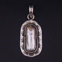 Sterling Silver Baroque Pearl Pendant, 925 Pendant, Southwestern Style, Oxidized Silver, Twisted Wire Detail, Biwa Pearl, Gift for Her