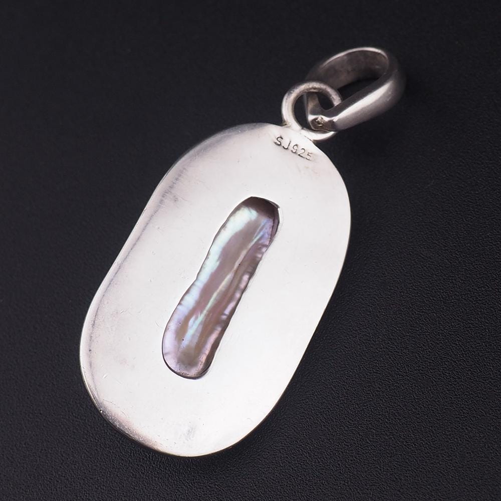 Sterling Silver Baroque Pearl Pendant, 925 Pendant, Southwestern Style, Oxidized Silver, Twisted Wire Detail, Biwa Pearl, Gift for Her