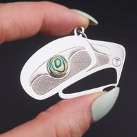 Kinta-Way Eagle Pendant, Sharon Hitchcock, Sterling Silver Pendant, Haida Jewelry, Abalone Shell, Northwest Coast Art, Haida Gwaii