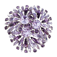 Vintage Sherman Signed Faux Alexandrite Rhinestone Brooch, Rhodium Plated, Layered Fan Design, Headlight Stones, Big Size