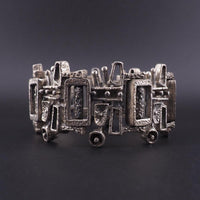 Vintage Guy Vidal Pewter Bracelet, Brutalist Modernist Jewelry, Midcentury Canadian Jewelry, Designer Statement Bracelet