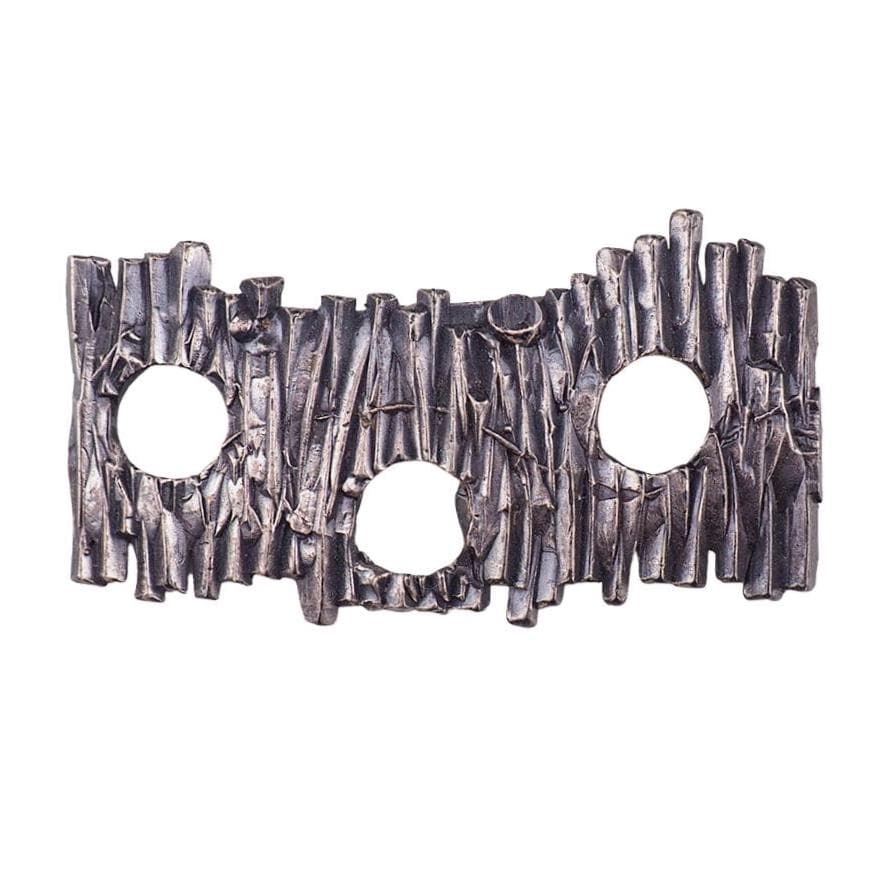 Vintage Brutalist Brooch, Modernist Pewter Brooch, Abstract Geometric Pin, Bark Texture Jewelry, Mid Century Statement Brooch, Open Work Pin