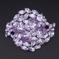 Vintage Sherman Faux Alexandrite Rhinestone Brooch, Rhodium Plated, Lavender Rhinestone Brooch, Vintage Sherman Jewelry, Purple Crystal Pin