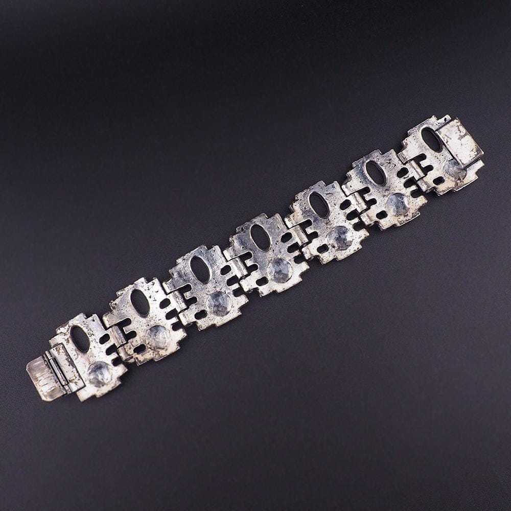 Robert Larin Bracelet, MCM Brutalist Bracelet, Modernist Pewter Link Bracelet, Vintage Canadian Jewelry, 1970s Bracelet, Studio Jewelry