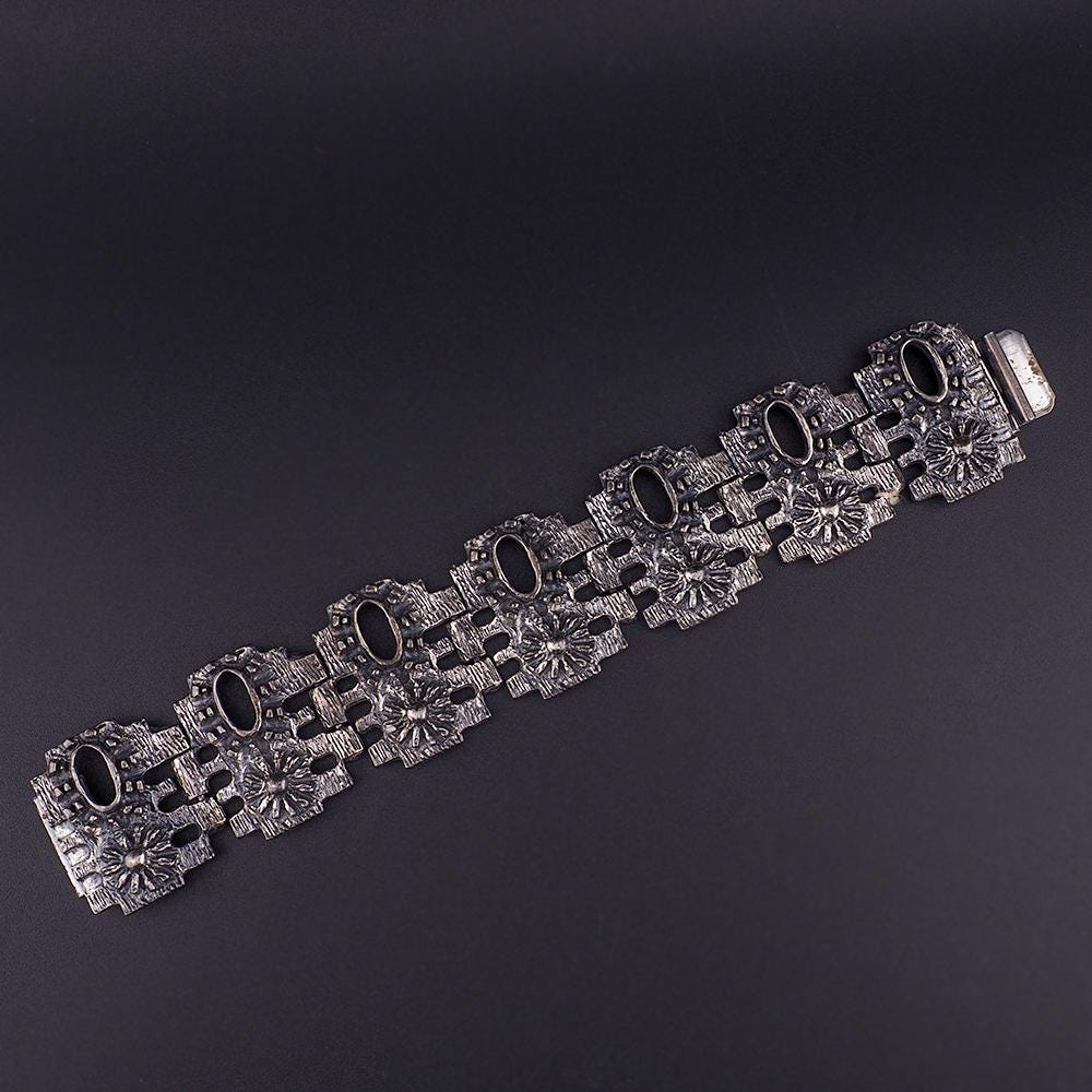Robert Larin Bracelet, MCM Brutalist Bracelet, Modernist Pewter Link Bracelet, Vintage Canadian Jewelry, 1970s Bracelet, Studio Jewelry