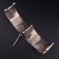 Vintage Robert Larin Brutalist Cuff Bracelet, Wide Textured Modernist Bracelet, Sculptural Statement Cuff, MCM Brutalist Bracelet, Pewter