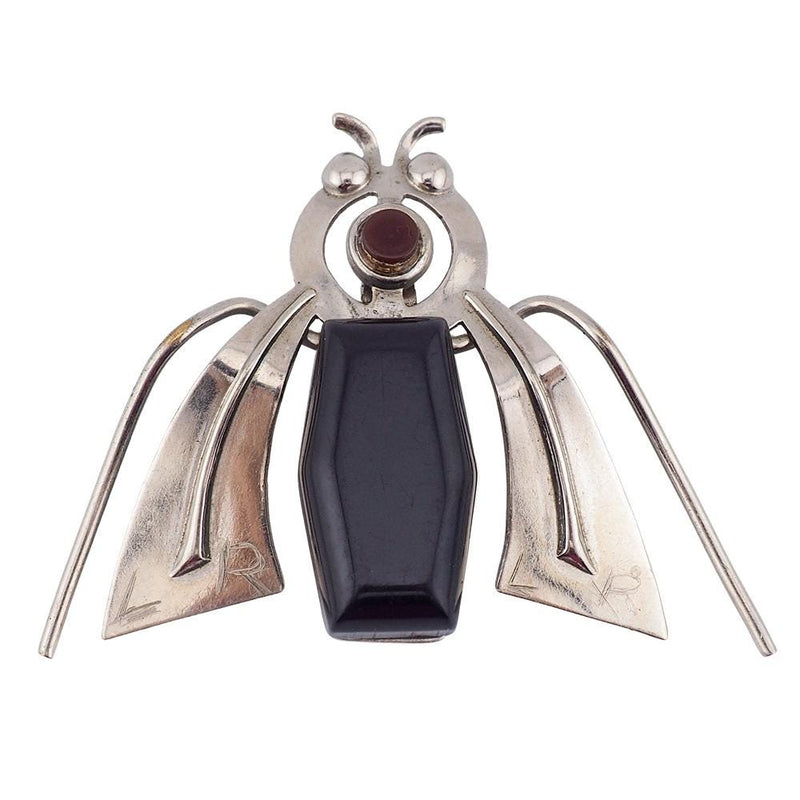 Vintage Bakelite Bug Brooch, Figural Insect Pin, Silver Tone Vintage Pin, Bakelite Jewelry, Garden Lover Gift