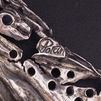 Dramatic Modernist Brooch - Porans Sterling Silver Amethyst - Bold Abstract Israeli Statement Pin