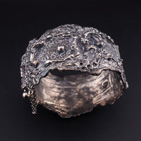 Vintage Guy Vidal Brutalist Pewter Wide Bracelet - Wild Organic Textured Modernist Statement Wrist Piece, Midcentury Canadian Jewelry