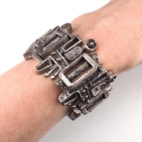 Vintage Guy Vidal Pewter Bracelet, Brutalist Modernist Jewelry, Midcentury Canadian Jewelry, Designer Statement Bracelet