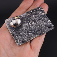 Vintage Guy Vidal Brooch, Canadian Modernist Jewelry, Pewter Brutalist Pin, Abstract Statement Brooch, Mid Century Design, Ocean Theme Pin