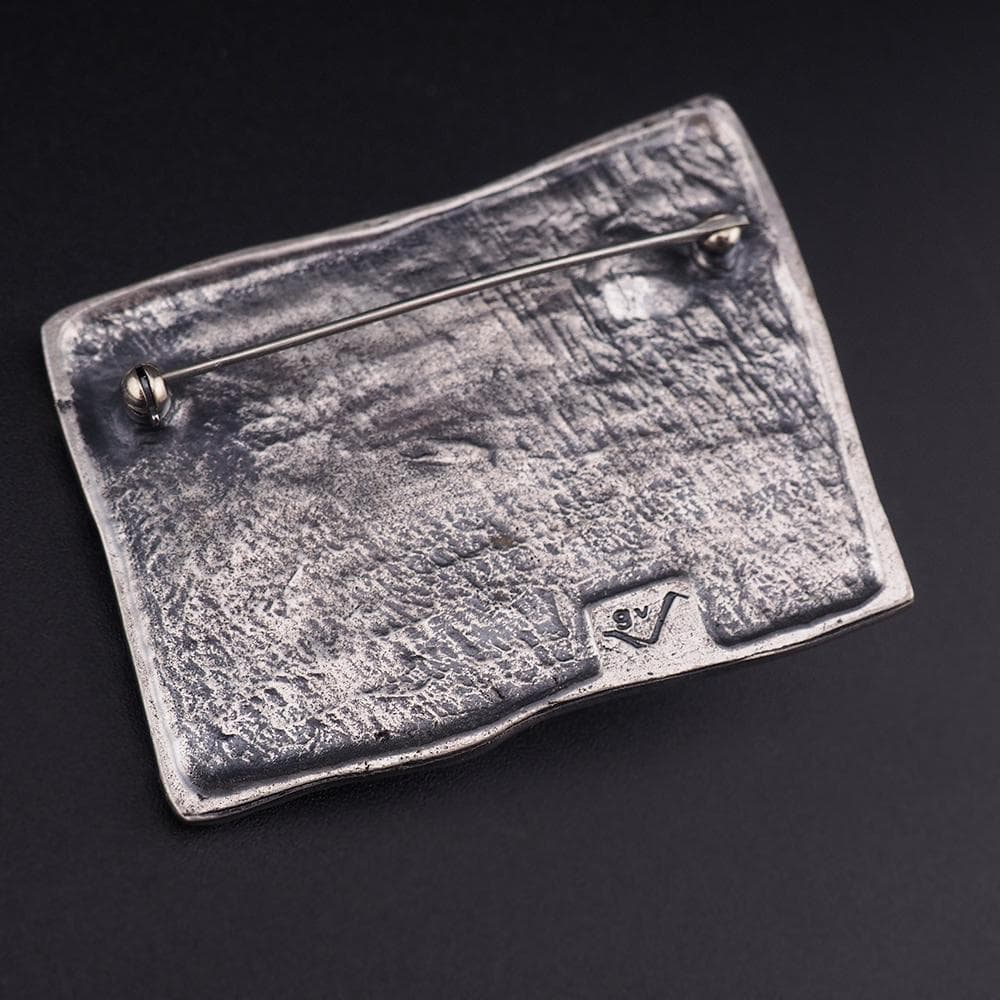 Vintage Guy Vidal Brooch, Canadian Modernist Jewelry, Pewter Brutalist Pin, Abstract Statement Brooch, Mid Century Design, Ocean Theme Pin