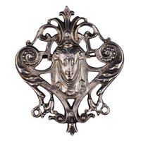 Vintage Kenart Sterling Silver Lady Face Brooch, English Art Nouveau Revival Female Portrait Pin, 925 Openwork Brooch