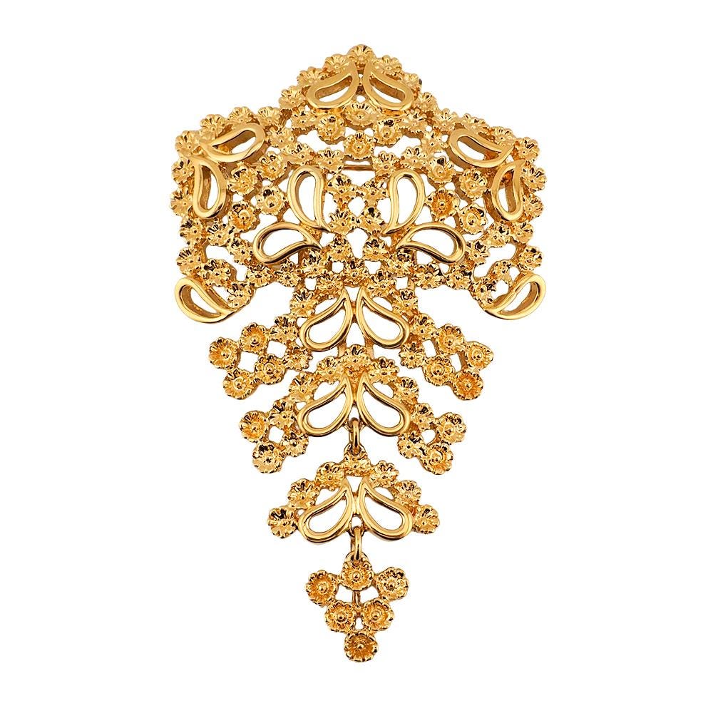 Vintage D'Orlan Gold Plated Articulated Brooch, New Old Stock with Original Tag, Large Statement Pin, Flower Brooch