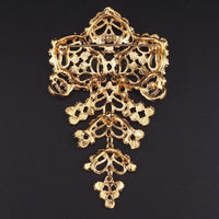 Vintage D'Orlan Gold Plated Articulated Brooch, New Old Stock with Original Tag, Large Statement Pin, Flower Brooch