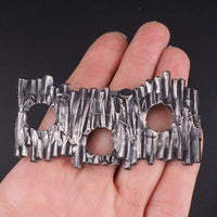 Vintage Brutalist Brooch, Modernist Pewter Brooch, Abstract Geometric Pin, Bark Texture Jewelry, Mid Century Statement Brooch, Open Work Pin