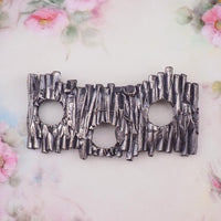 Vintage Brutalist Brooch, Modernist Pewter Brooch, Abstract Geometric Pin, Bark Texture Jewelry, Mid Century Statement Brooch, Open Work Pin
