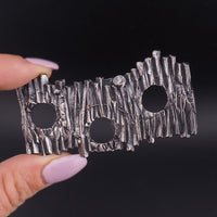 Vintage Brutalist Brooch, Modernist Pewter Brooch, Abstract Geometric Pin, Bark Texture Jewelry, Mid Century Statement Brooch, Open Work Pin