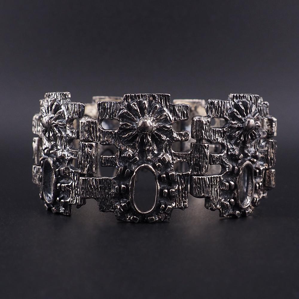 Robert Larin Bracelet, MCM Brutalist Bracelet, Modernist Pewter Link Bracelet, Vintage Canadian Jewelry, 1970s Bracelet, Studio Jewelry