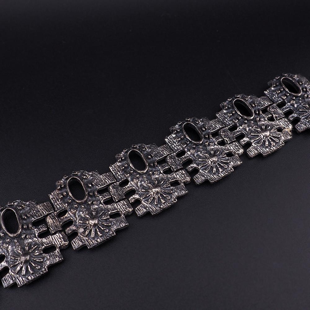 Robert Larin Bracelet, MCM Brutalist Bracelet, Modernist Pewter Link Bracelet, Vintage Canadian Jewelry, 1970s Bracelet, Studio Jewelry