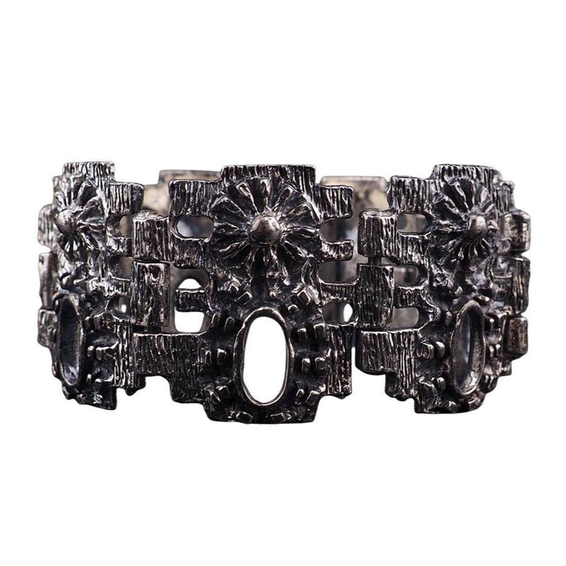 Robert Larin Bracelet, MCM Brutalist Bracelet, Modernist Pewter Link Bracelet, Vintage Canadian Jewelry, 1970s Bracelet, Studio Jewelry