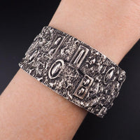 Vintage Robert Larin Brutalist Cuff Bracelet, Wide Textured Modernist Bracelet, Sculptural Statement Cuff, MCM Brutalist Bracelet, Pewter