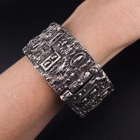 Vintage Robert Larin Brutalist Cuff Bracelet, Wide Textured Modernist Bracelet, Sculptural Statement Cuff, MCM Brutalist Bracelet, Pewter