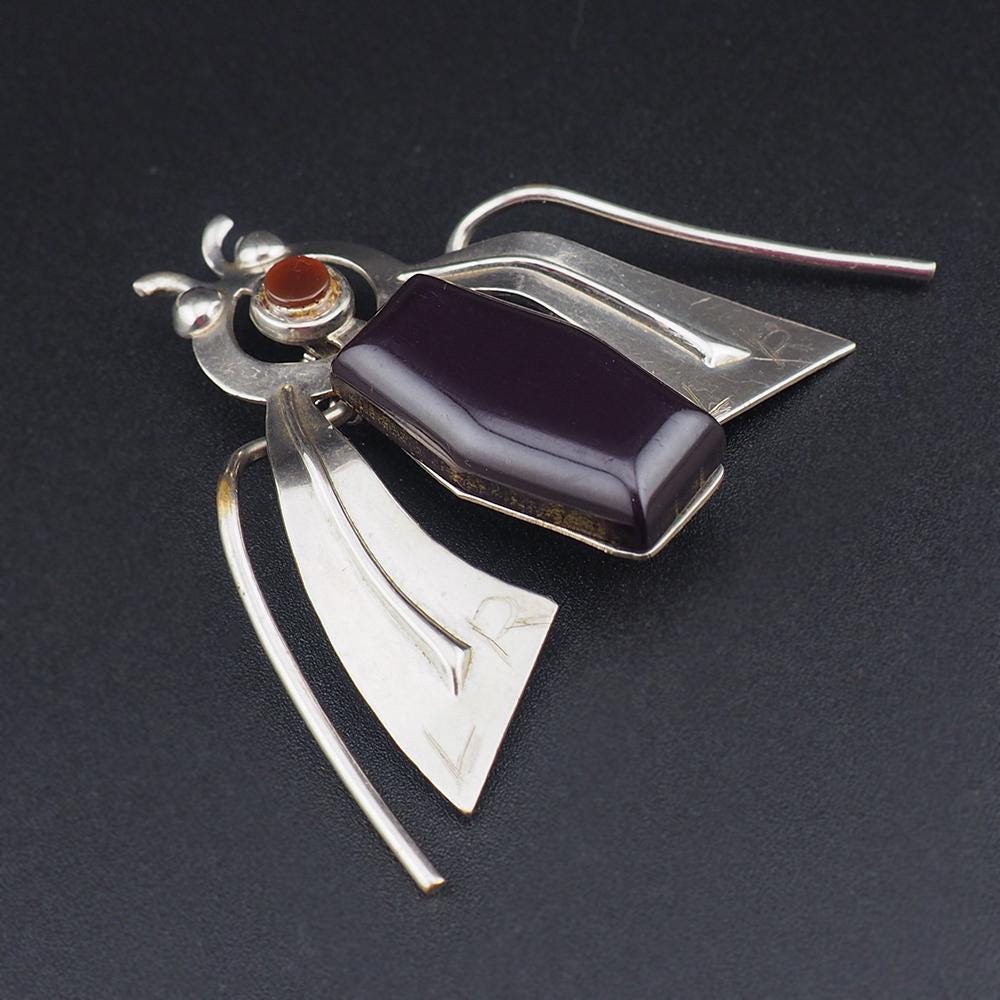 Vintage Bakelite Bug Brooch, Figural Insect Pin, Silver Tone Vintage Pin, Bakelite Jewelry, Garden Lover Gift