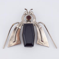 Vintage Bakelite Bug Brooch, Figural Insect Pin, Silver Tone Vintage Pin, Bakelite Jewelry, Garden Lover Gift