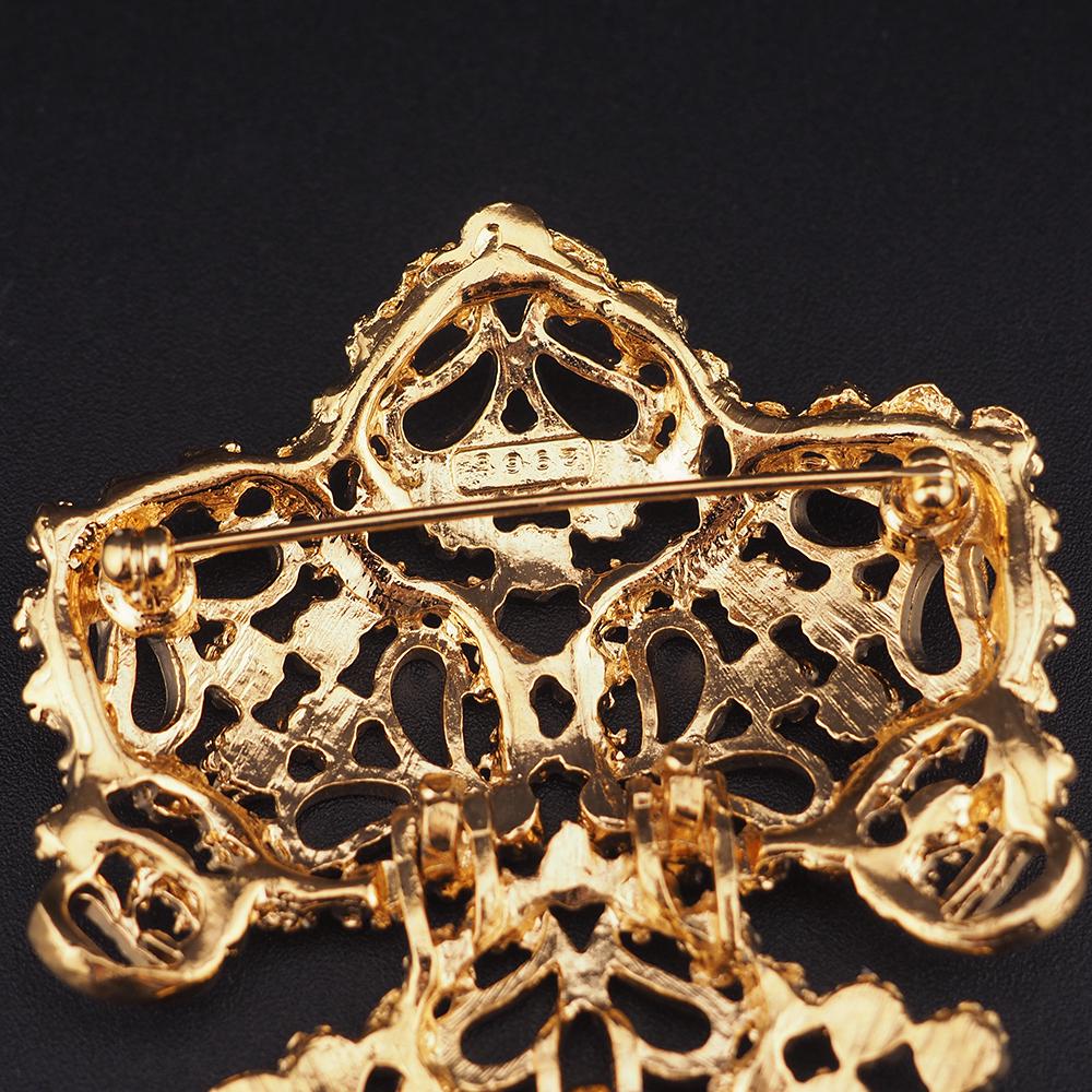 Vintage D'Orlan Gold Plated Articulated Brooch, New Old Stock with Original Tag, Large Statement Pin, Flower Brooch