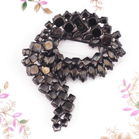 Sherman Siam Red Rhinestone Brooch, 1960s Brooch, Vintage Signed Black Japanned Pin, Crystal Cascading Wreath Brooch, Canadian Designer