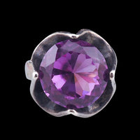 Vintage Mexican Sterling Silver Purple Sapphire Ring Sculptural Modernist Design