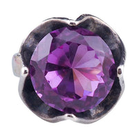 Vintage Mexican Sterling Silver Purple Sapphire Ring Sculptural Modernist Design