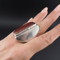 Huge Native American Petrified Wood Ring, Sterling Silver Southwestern Statement Ring, Men's Ring - Size 12