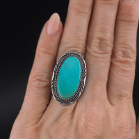 Vintage Southwestern Sterling Silver Large Blue Turquoise Ring, Size 6