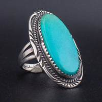 Vintage Southwestern Sterling Silver Large Blue Turquoise Ring, Size 6