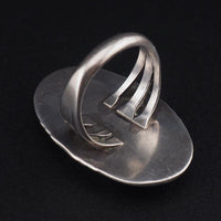 Vintage Southwestern Sterling Silver Large Blue Turquoise Ring, Size 6