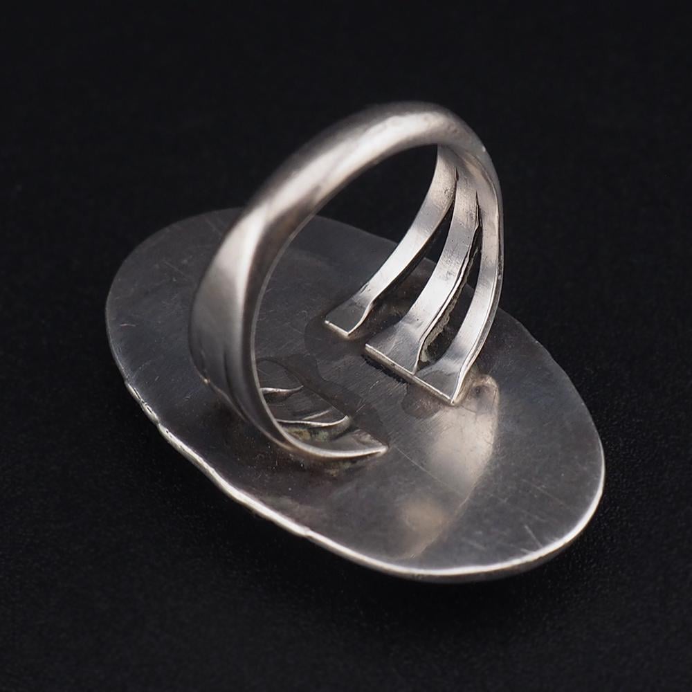 Vintage Southwestern Sterling Silver Large Blue Turquoise Ring, Size 6