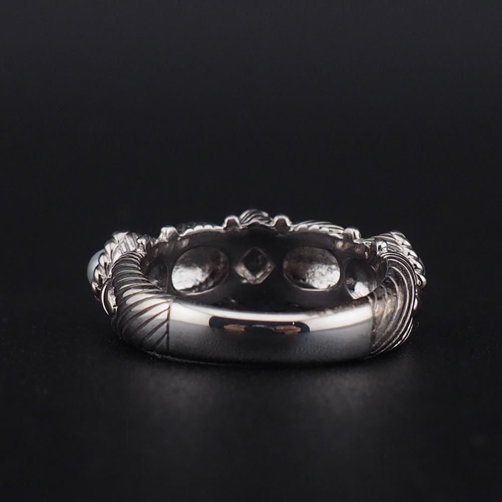 Vintage Style Judith Ripka Sterling Silver Pearl Ring, Rope Design Band - Size 5