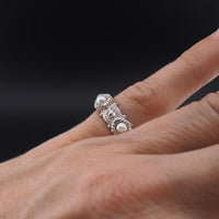 Vintage Style Judith Ripka Sterling Silver Pearl Ring, Rope Design Band - Size 5